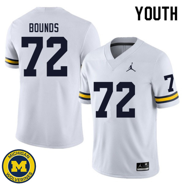 Youth Michigan Wolverines #72 Tristan Bounds White Football Jersey